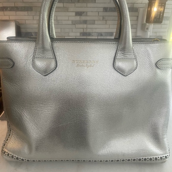 Burberry Silver Borque Banner Satchel with Structured Design - Picture 6 of 12